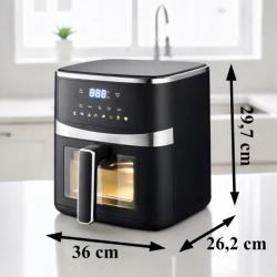 Фритюрник с горещ въздух 5L, 1500w, 8 програми, LCD дисплей, прозорец