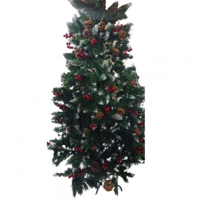 Изкуствена елха Luxury Diamond с червен глог и шишарки