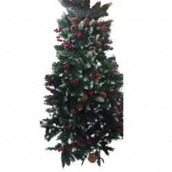 Изкуствена елха Luxury Diamond с червен глог и шишарки