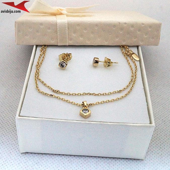 Колиета с 14К златно покритие и с цирконий