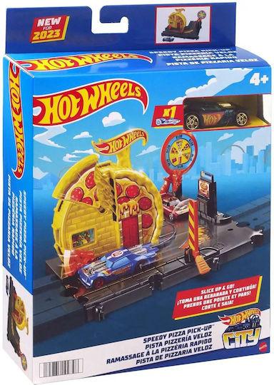 Писта с количка Hot Wheels - Speedy Pizza Pick-up - пица