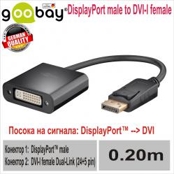 Displayport male to Dvi-i female 24 5pin Goobay
