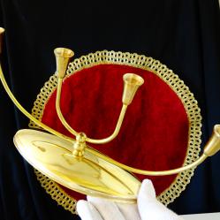 Позлатен четворен свещник от месинг.