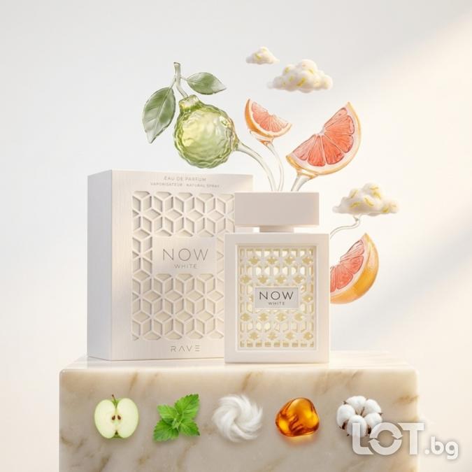 Rave now White EDP 100 мл  свеж унисекс аромат с цитрусови и дървесни