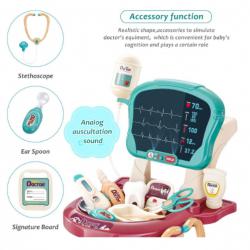 Комплект за игра на доктор с количка, 29 части със светлина и ЕКГ мони..