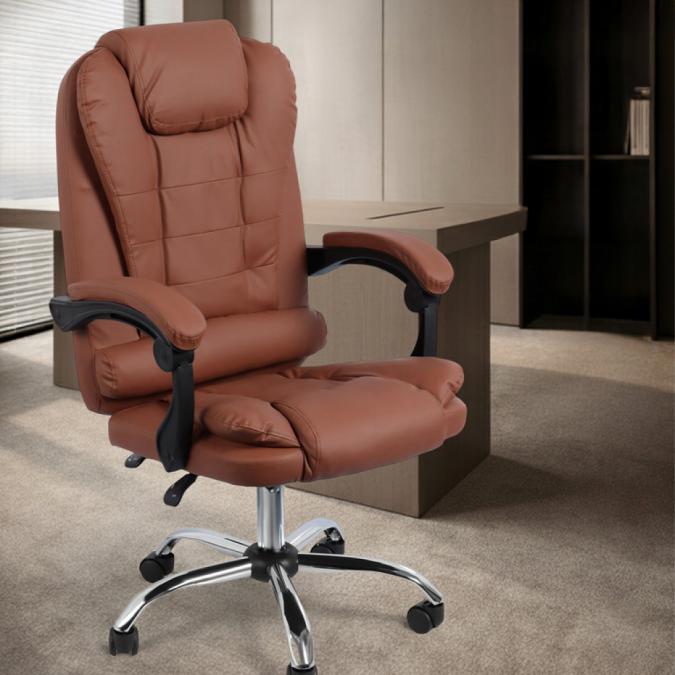 Ергономичен офис стол с лумбална опора от еко кожа  комфорт за дълги