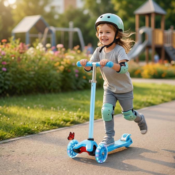 Детска тротинетка 21st Scooter със светещи колела, сгъваема, до 50кг