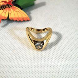 Пръстен с 14К златно покритие и с цирконий