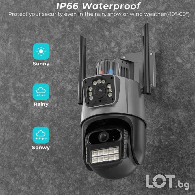 Двойна Smart Wifi безжична IP 6mpx камера 15108  Подарък Карта памет