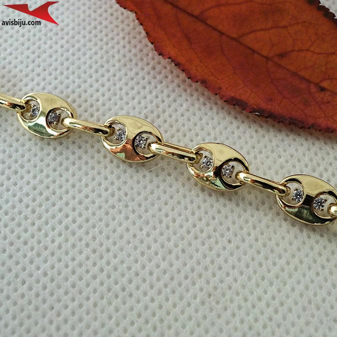 Гривна с 14К златно покритие и с цирконий