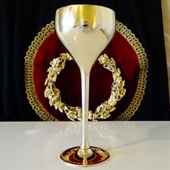 Бронзова чаша за вино, шампанско, 21 см., 280 мл., позлата.