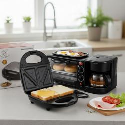 Печка, тостер и кафемашина 3в1 Подарък Уред за сандвичи Royal Swis