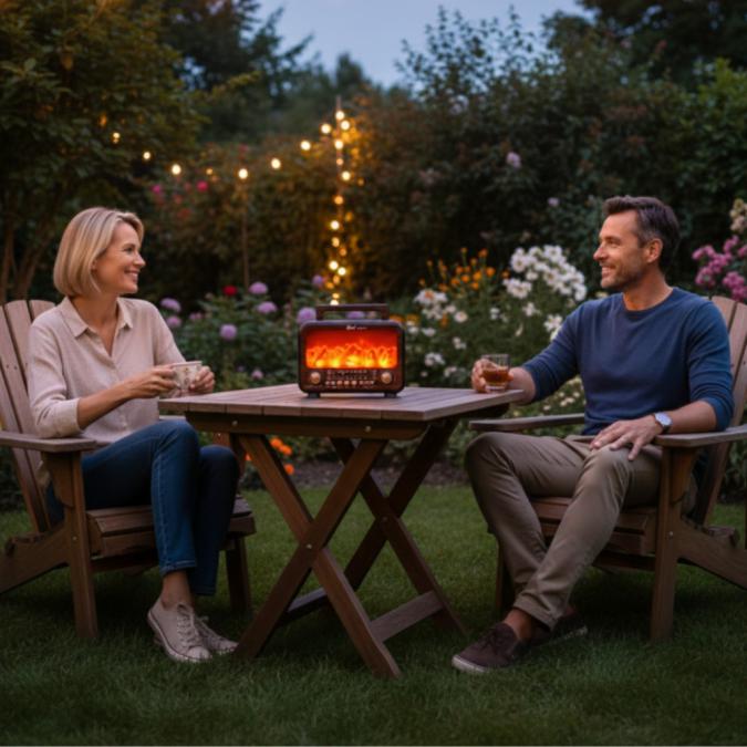 Соларно преносимо радио Fp-2393-s - тип камина с горящи пламъци