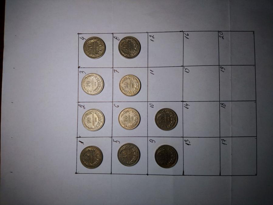 10 броя монети по 10 стотинки от 1912 г.