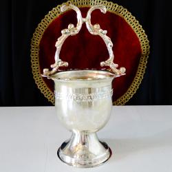 Посребрена медна захарница, поставка за лъжички John S.