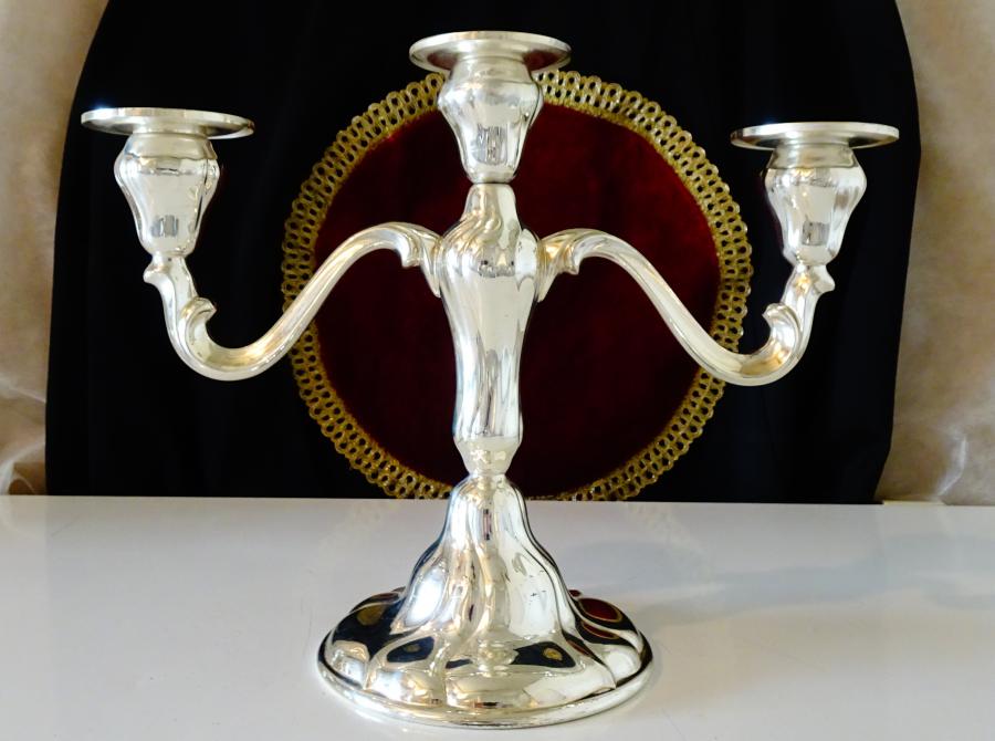 Посребрен троен свещник тройка Wmf, 800 гр., Art Nouveau.