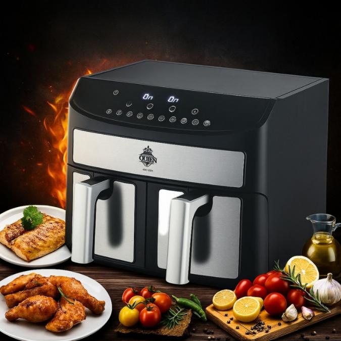 Двоен Air Fryer Queen Kk-a02 - 7L, 2400w за здравословно и бързо готве