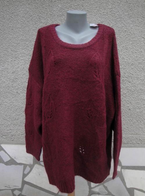 6XL нов пуловер Kiabi цвя марсала