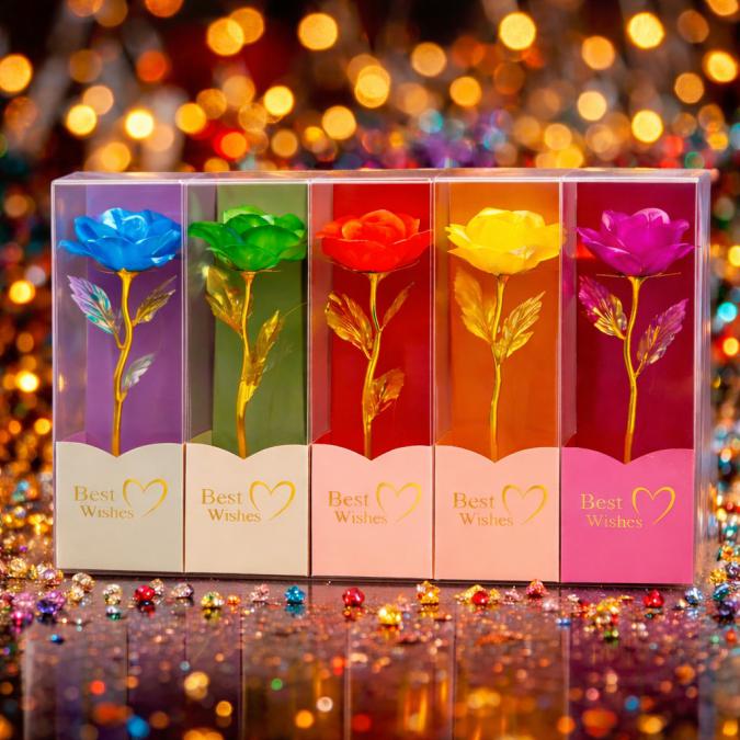 Декоративна цветна роза Best Wishes със златно стъбло