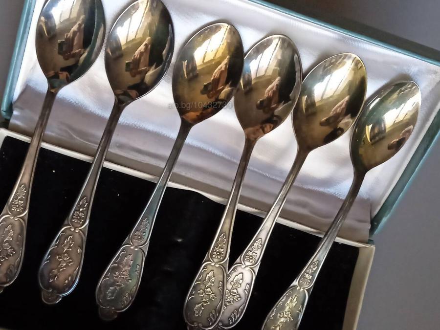Лъжици 14 см Мн-19 посребрени, 6 броя