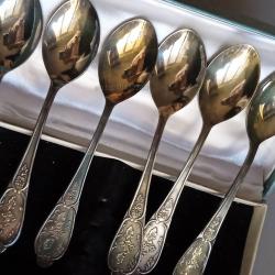 Лъжици 14 см Мн-19 посребрени, 6 броя