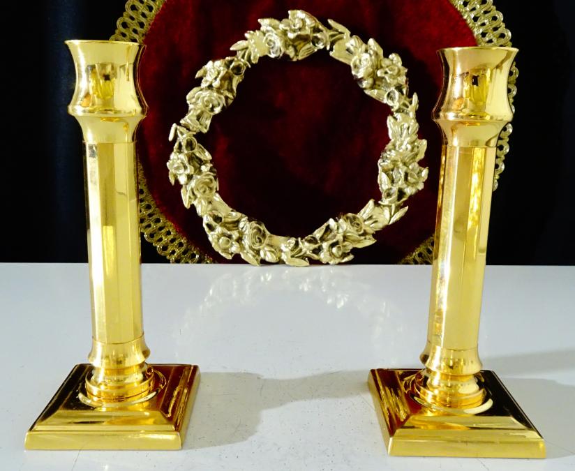 Позлатен бронзов свещник 410 гр., Art Deco.