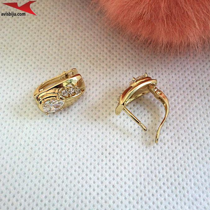 Обеци с 14К златно покритие и с цирконий