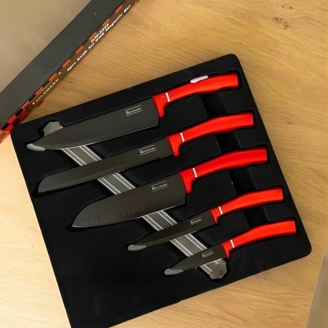 Комплект ножове Goldmann GM 5259, 5бр. с магнитна релса, Незалепващо п