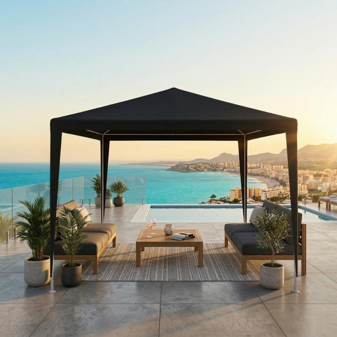 Градинска шатра тип павилион, 3x3м, Водоустойчива, Прахово боядисана