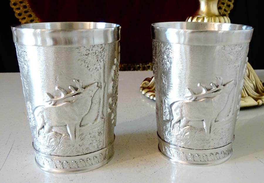 Калаени чаши за вино, ловни, Куче, Елен.