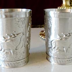 Калаени чаши за вино, ловни, Куче, Елен.