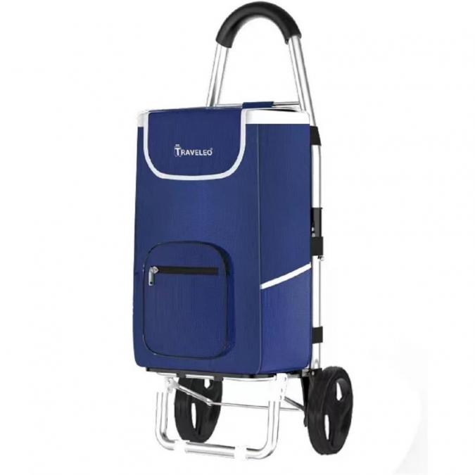 Сгъваема пазарска количка 56 литра Troll03blue  лека, водоустойчива и