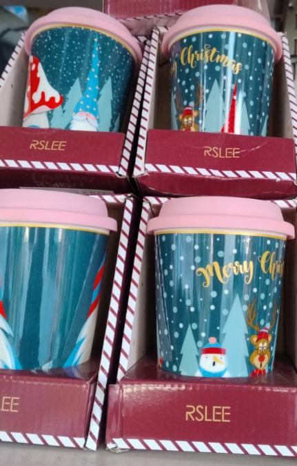 Порцеланова Коледна чаша със силиконов капак