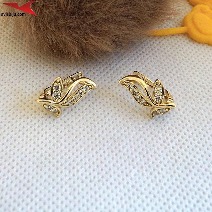 Обеци с 14К златно покритие и с цирконий