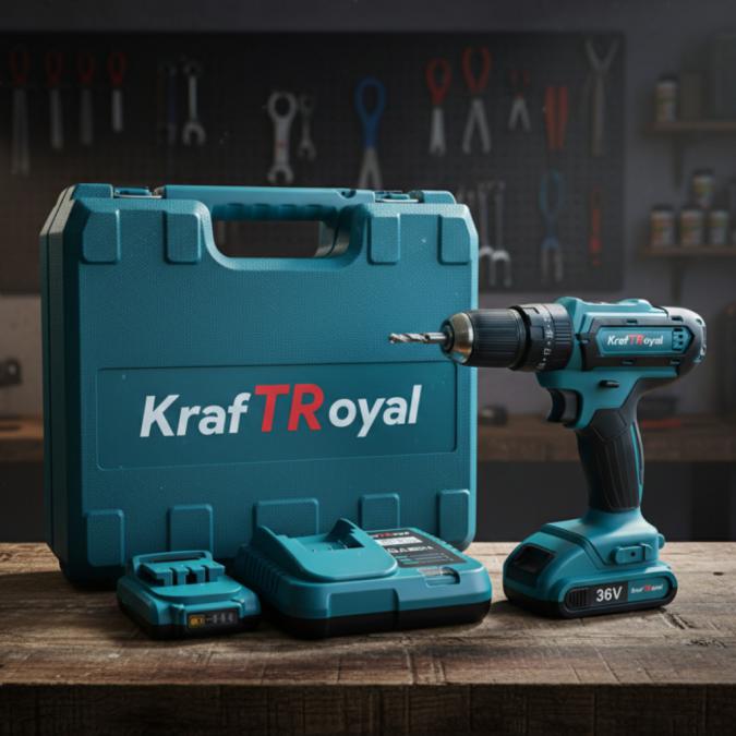 Aкумулаторен винтоверт Kraft Royal 36V с 2 батерии 8ah, 24 части и ку
