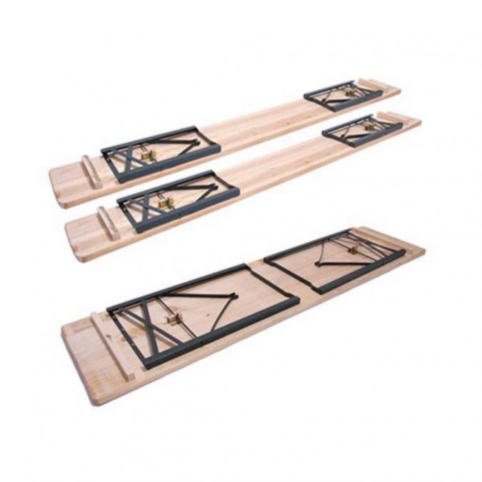 Сгъваем комплект градинска маса с 2 пейки - от чамово дърво, с отвор з