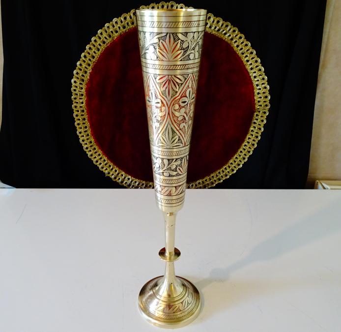 Бронзов бокал, чаша за вино 30 см., 350 мл., клетъчен емайл.