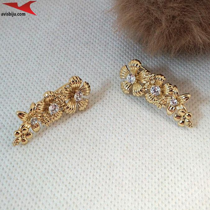 Обеци с 14К златно покритие и с цирконий