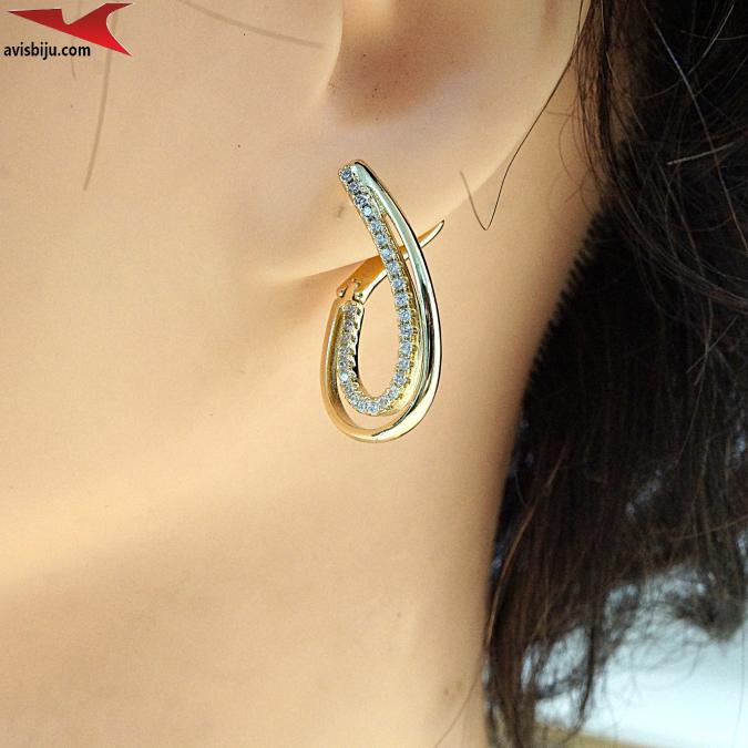 Обеци с 14К златно покритие и с цирконий