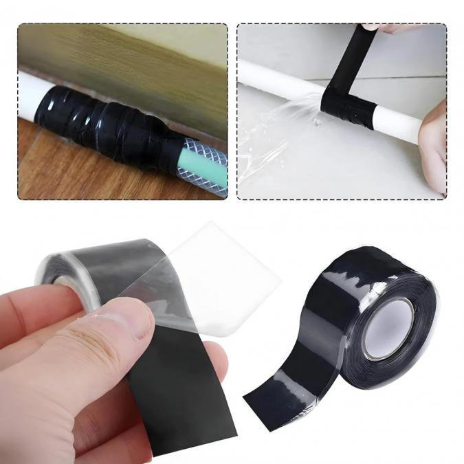 Самозалепваща се силиконова уплътнителна лента черна 25 мм x 3 м