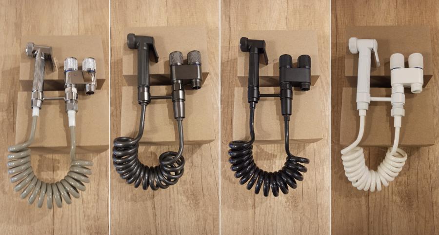 Душ система за тоалетна биде - Хром, Оръжейно Сиво, Черно, Бяло