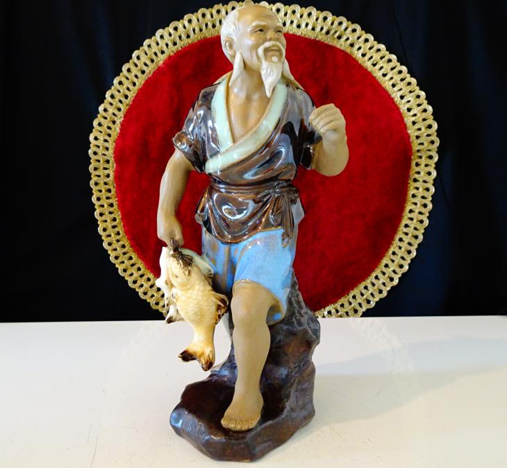 Порцеланова статуетка Китайски рибар Shiwan.