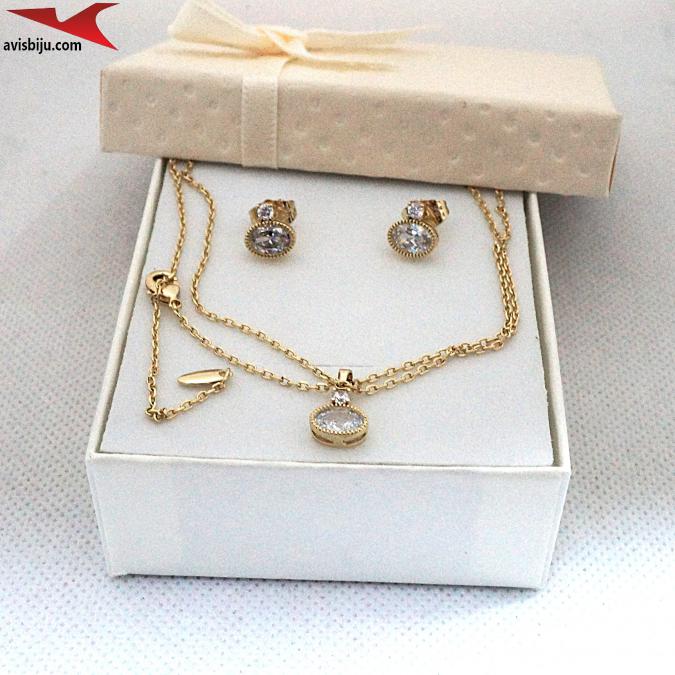 Коплект с 14К златно покритие и с цирконий
