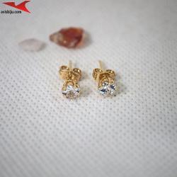 Обеци с 14K златно покритие с цирконий