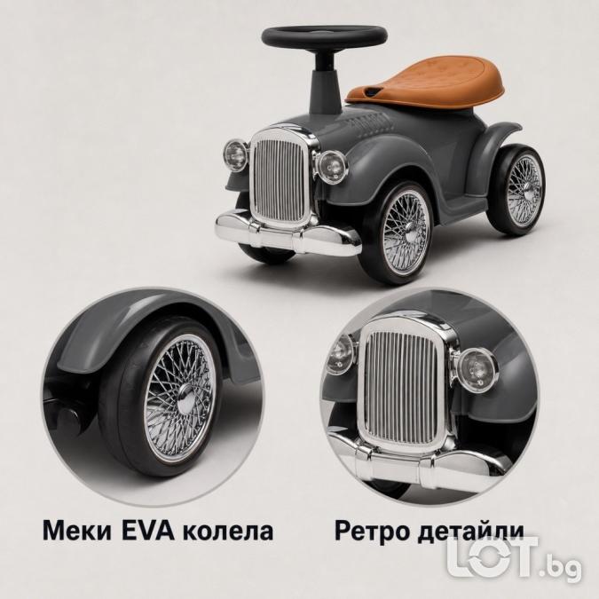 Детска ретро кола за яздене Baby Mix, сива