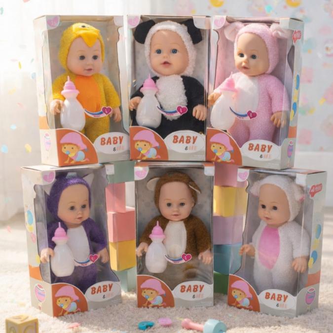 Интерактивна кукла бебе с костюм на животно  говори, смее се и плаче