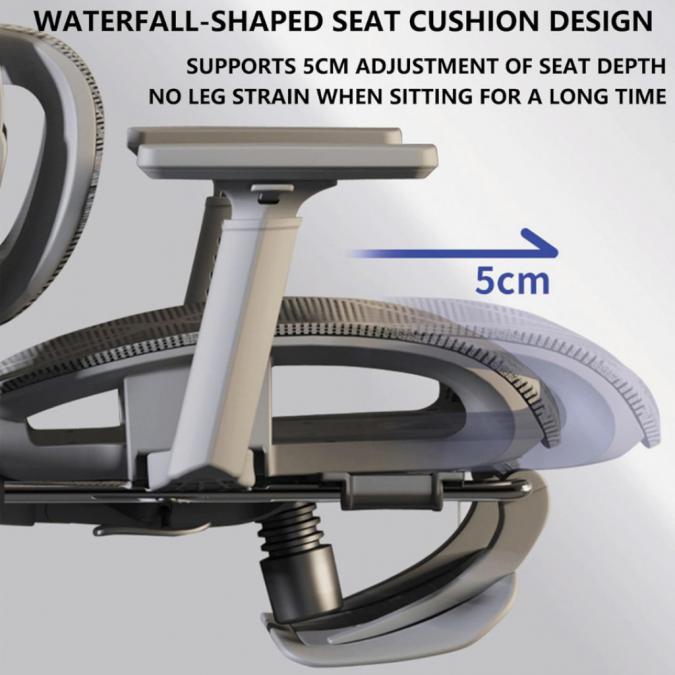Ергономичен черен офис стол с 3D лумбална опора и наклон 145  максим