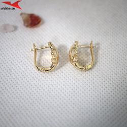Обеци с 14K златно покритие с цирконий
