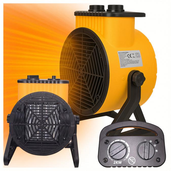 Електрически нагревател вентилатор 2kW с ръчен термостат  Идеален за