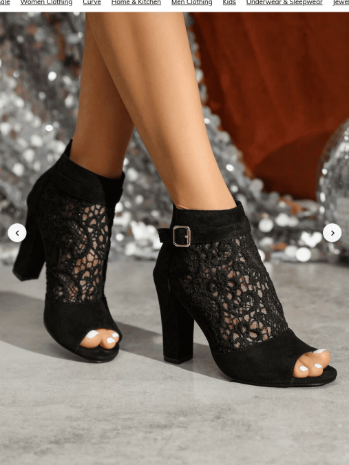 Черни дантелени боти с цип